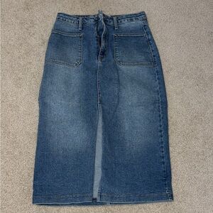 Just Black Blue Denim Midi Skirt